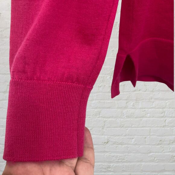 Banana Republic Sweater L 100% Merino Wool V-Neck Long Sleeve Pink Magenta - Picture 9 of 14